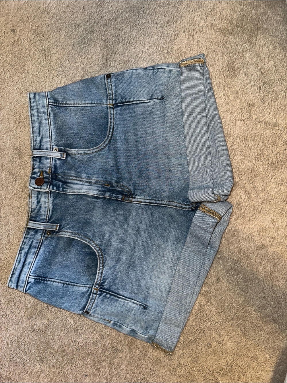 BDG Light Blue Denim Cuffed Shorts